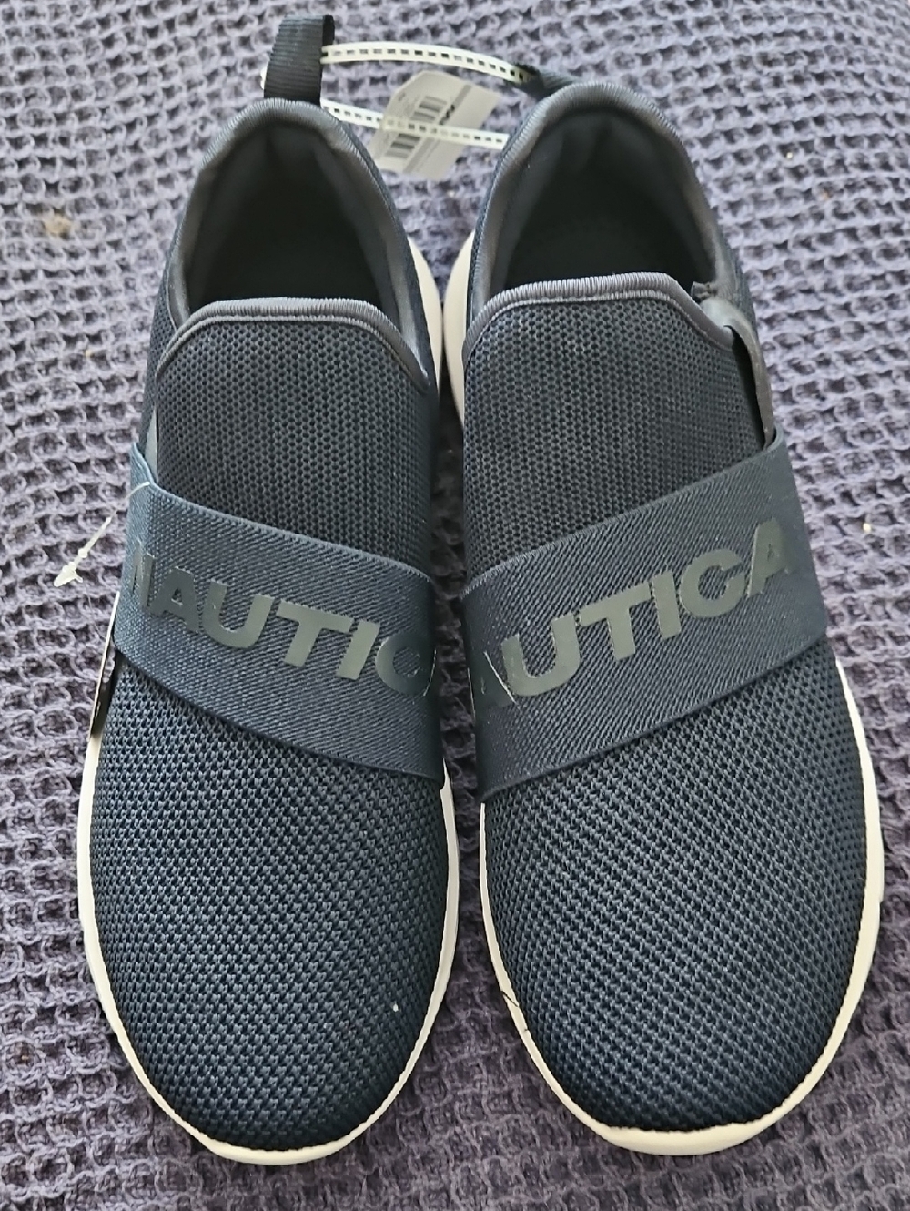 Nautica Men's Navy Slip-On Mesh Sneakers with Logo Band